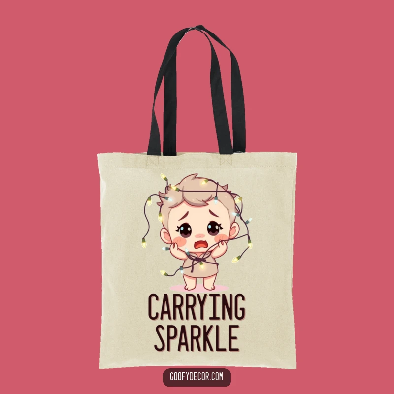 Funny Tote Bag: Fairy Light Tangle - Hilarious Holiday Gift