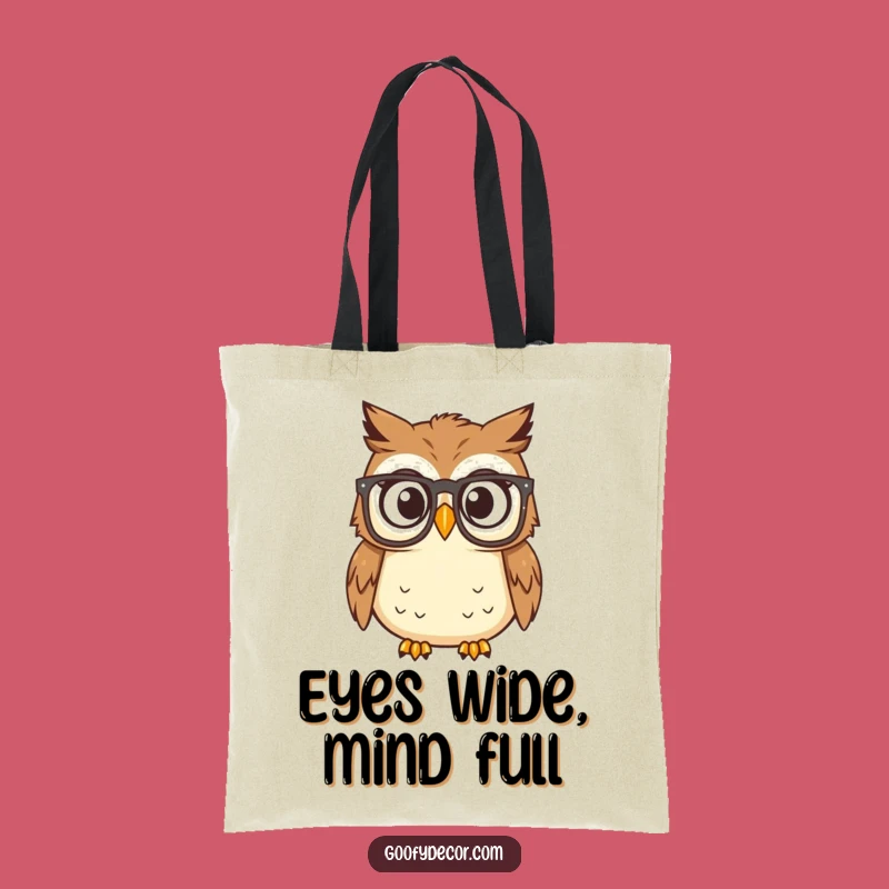 Funny Surprised Owl Reading Glasses Tote Bag: Carry Your Books with Humor
