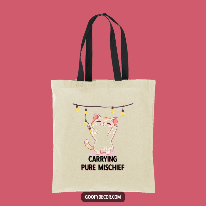 Funny Cat Tote Bag: Lights Chase, A Practical Funny Gift!