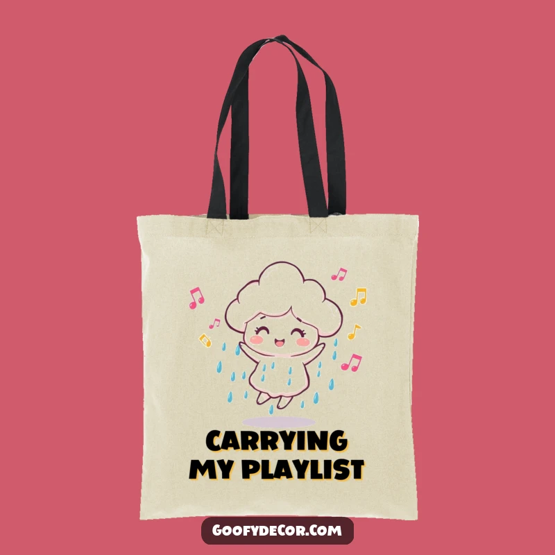 Funny Dancing Cloud Tote Bag - Carry Your Music & Style!