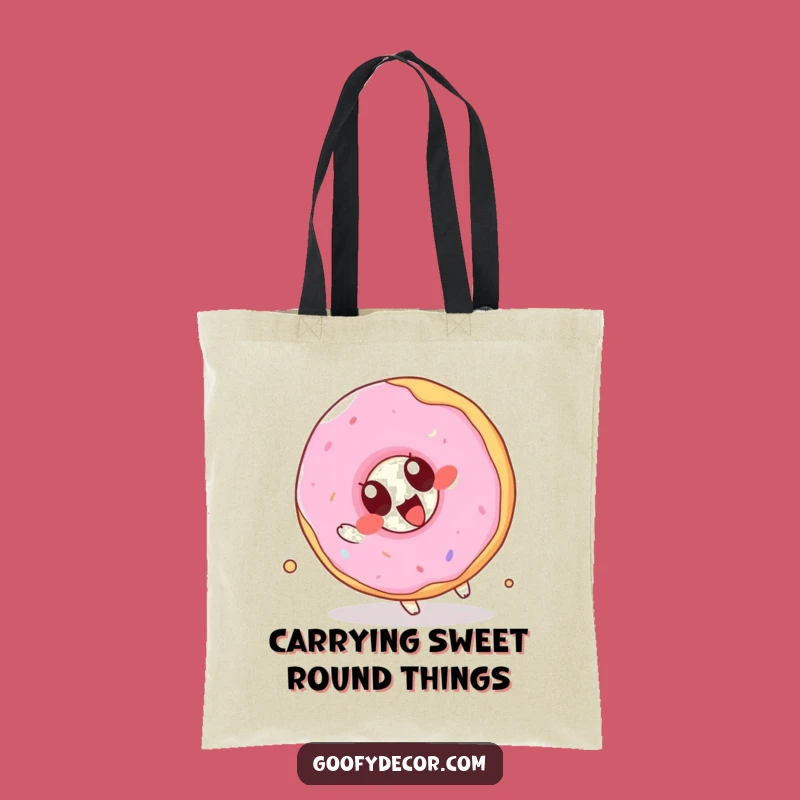 Funny Kawaii Donut Tote Bag: Joyful Somersaulting Donut Carryall, Ideal Funny Gift