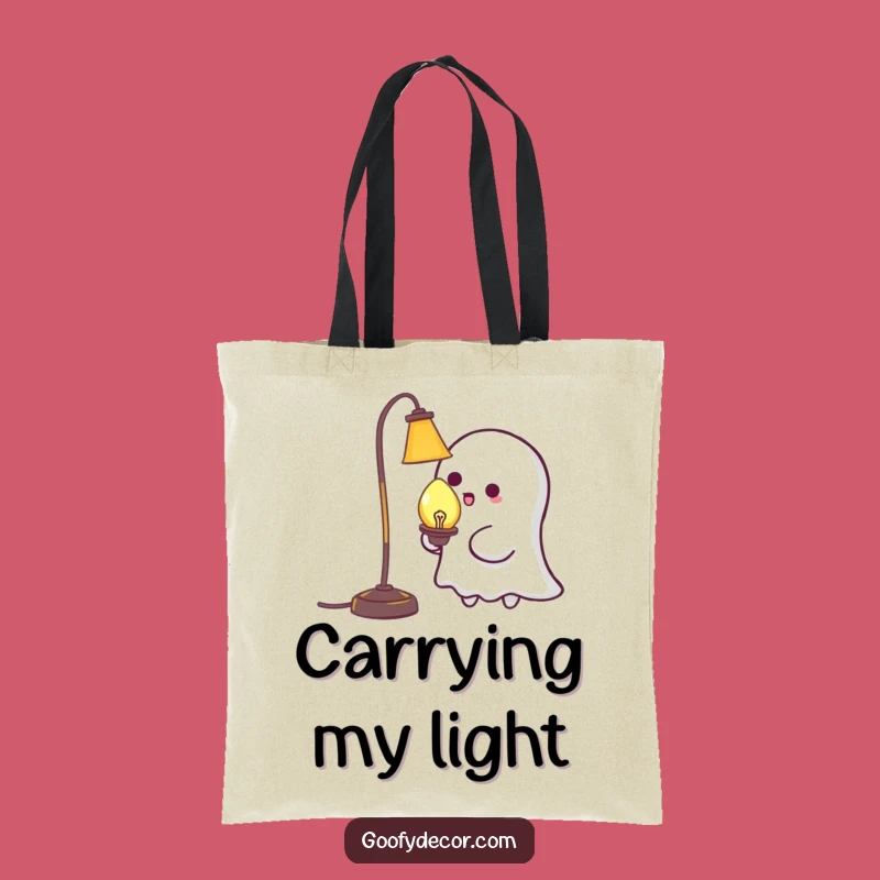 Funny Kawaii Ghost Tickling Lamp Tote Bag: Carry Your Haunting Humor