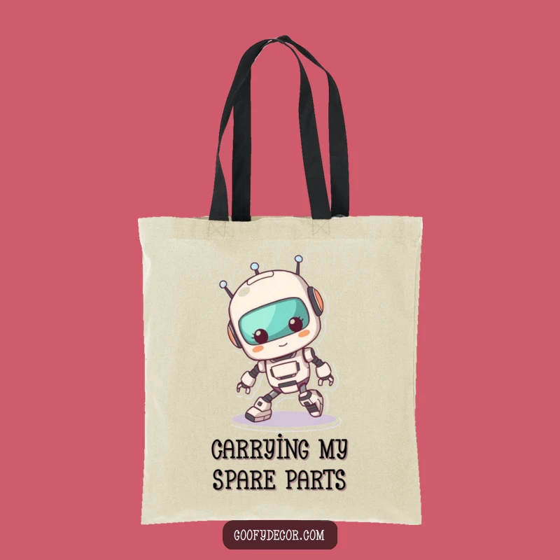 Funny Kawaii Robot Tripping Tote Bag: Carry Your Gear with Clumsy Flair