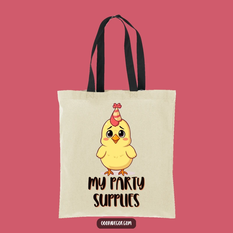 Funny Rubber Chicken Party Hat Tote Bag: Chic Confused Bird Carry-All, Great Funny Gift
