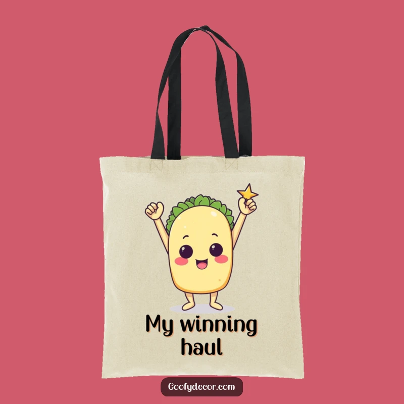 Funny Triumphant Taco Tote Bag: Chic Victory Pose Carry-All, Superb Funny Gift