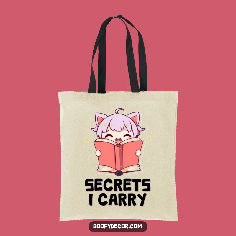 Funny Bookish Tote Bag: Cute Character's Secret Page Reveal, Ideal Funny Gift for Carrying Books